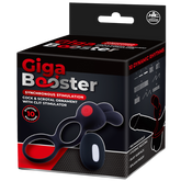 Giga Booster Cock & Scrotal Ornament With Clit Stimulator Black Vibrating Cock Rings